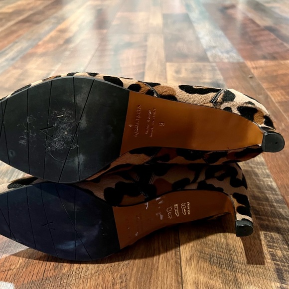 AQUATALIA Marilisa Leopard Calf Hair Kitten Heel Booties Size 8 - Picture 6 of 13